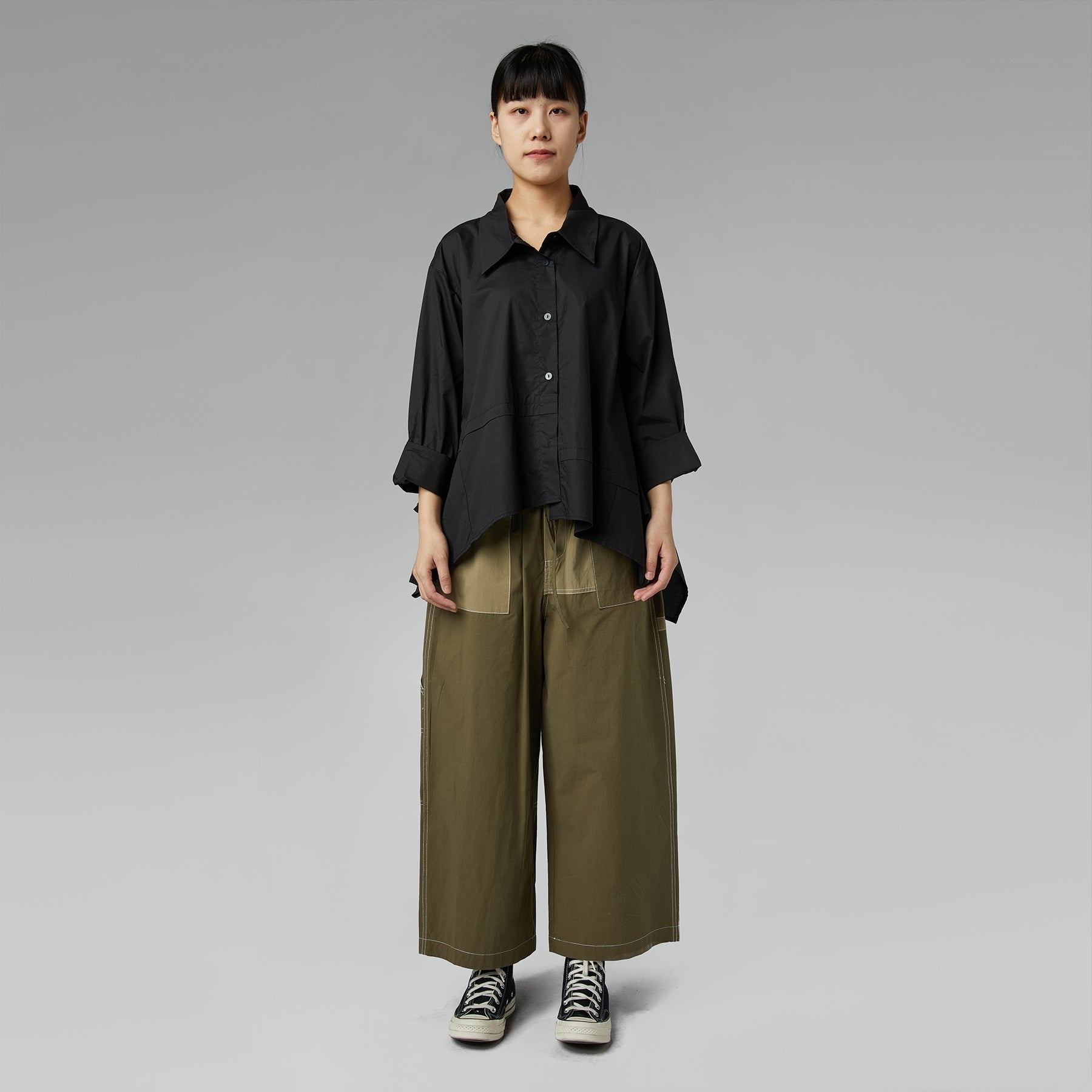 ASYMMETRIC SHIRT IN COTTON FABRIC WHITE