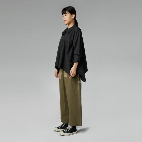 ASYMMETRIC SHIRT IN COTTON FABRIC WHITE