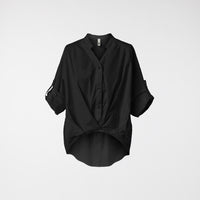 BLUSA CON SCOLLO A SCALETTA NERA