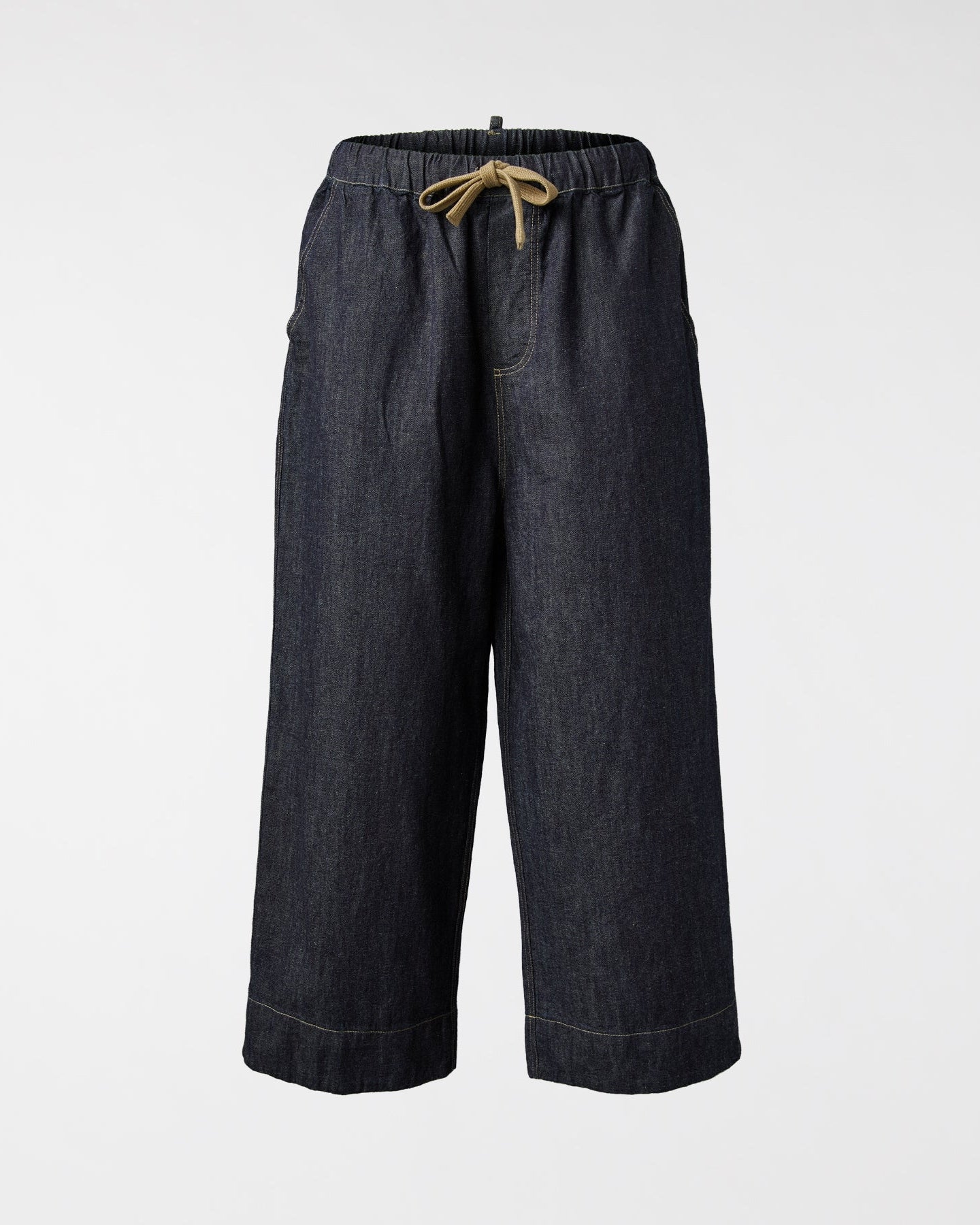 STRAIGHT CUT TROUSERS IN DENIM FABRIC