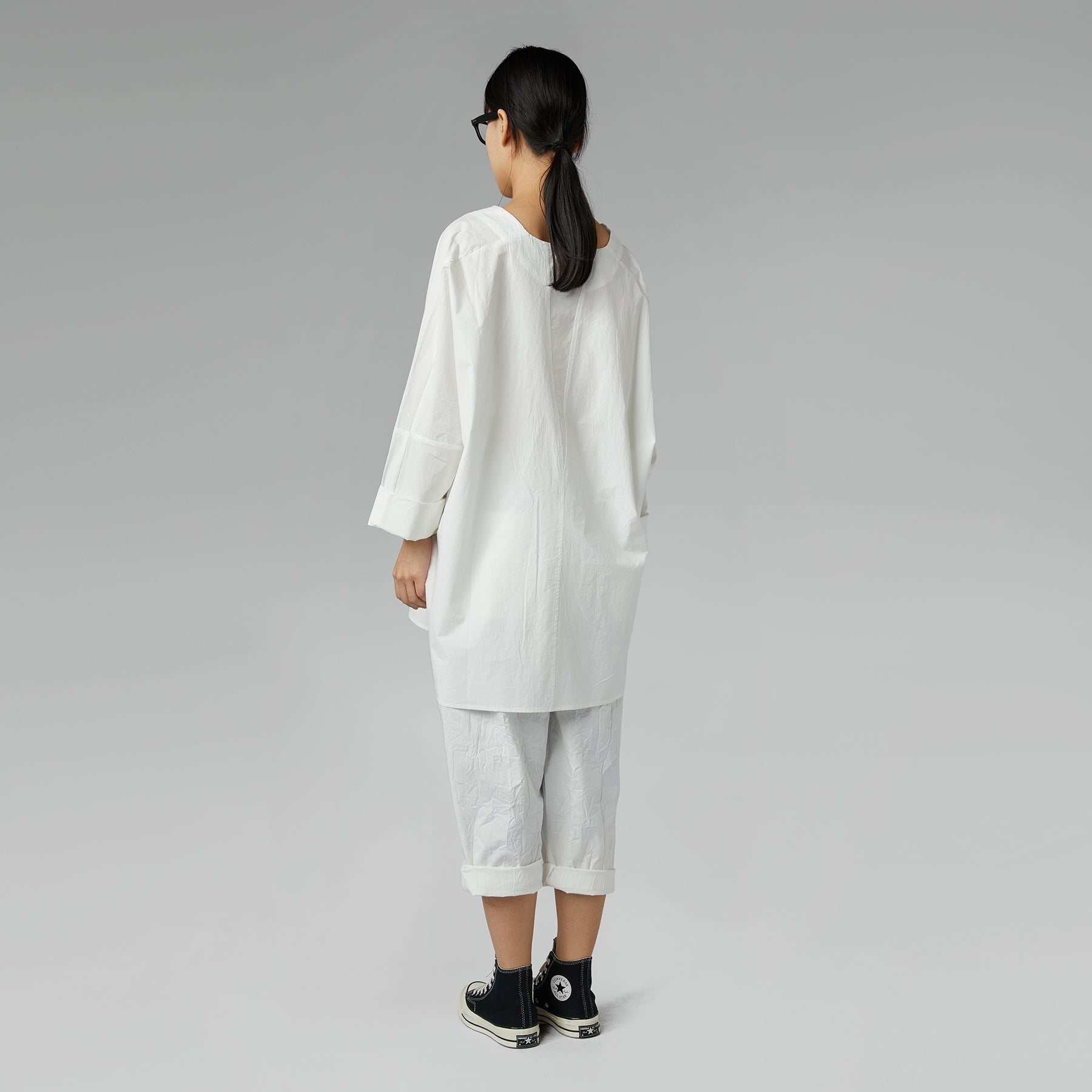 CHEMISIER MAXI BLANC À COL EN V