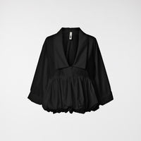 BLUSA CON ROUCHE E COLLO A PUNTA NERA