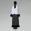 BLUSA CON ROUCHE E COLLO A PUNTA NERA