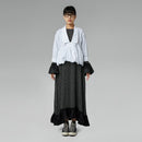 BLUSA CON ROUCHE E COLLO A PUNTA NERA