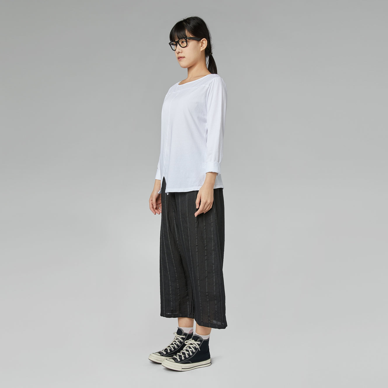 COTTON T-SHIRT WITH SPLIT WHITE