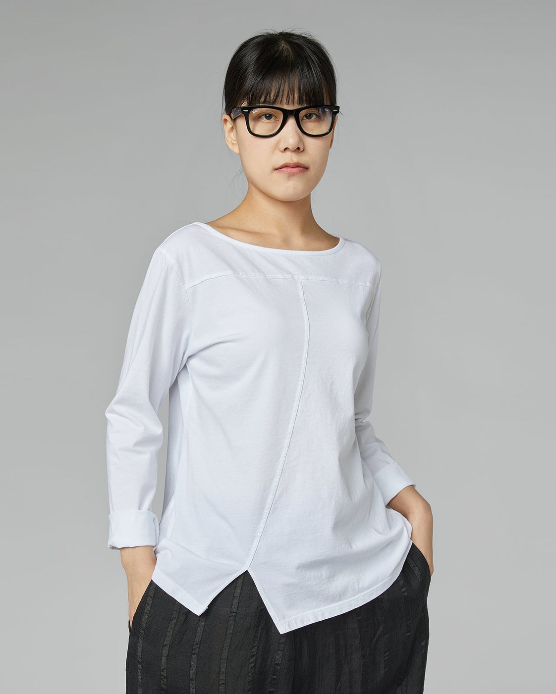 COTTON T-SHIRT WITH SPLIT