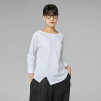 COTTON T-SHIRT WITH SPLIT WHITE