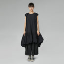 BLACK DRESS WITH BALLOON RUFFLE