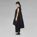 BLACK DRESS WITH BALLOON RUFFLE