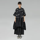 BLACK DRESS WITH BALLOON RUFFLE