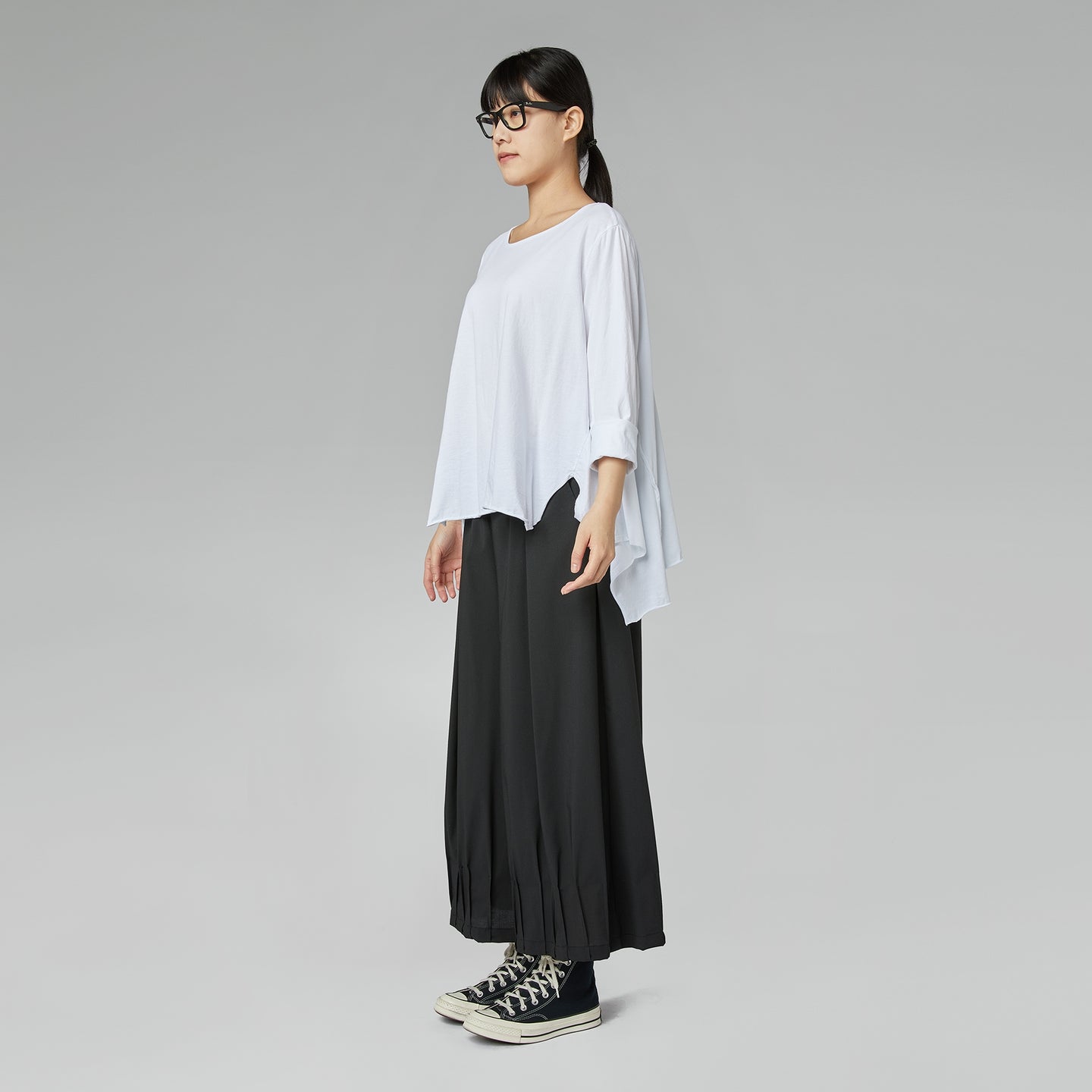 T-SHIRT IN COTONE CON SPACCHI LATERALI BIANCO