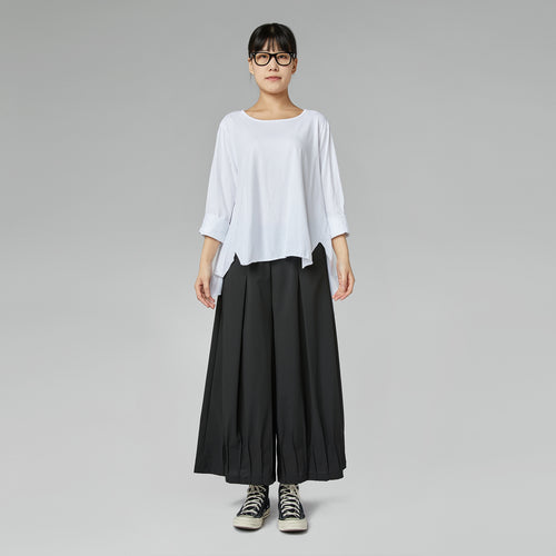 T-SHIRT IN COTONE CON SPACCHI LATERALI BIANCA