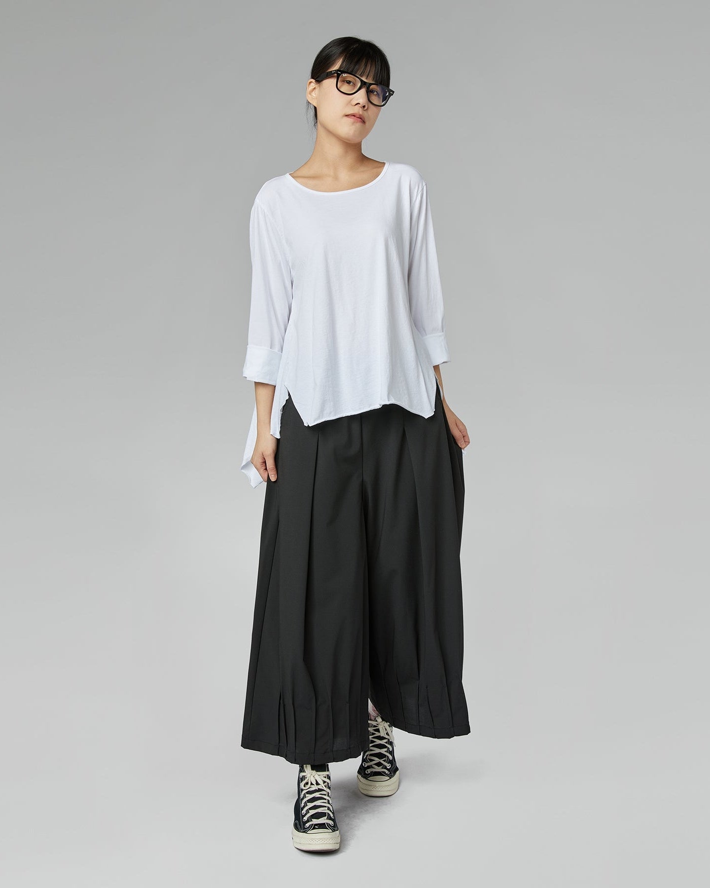 COTTON T-SHIRT WITH SIDE SLITS WHITE