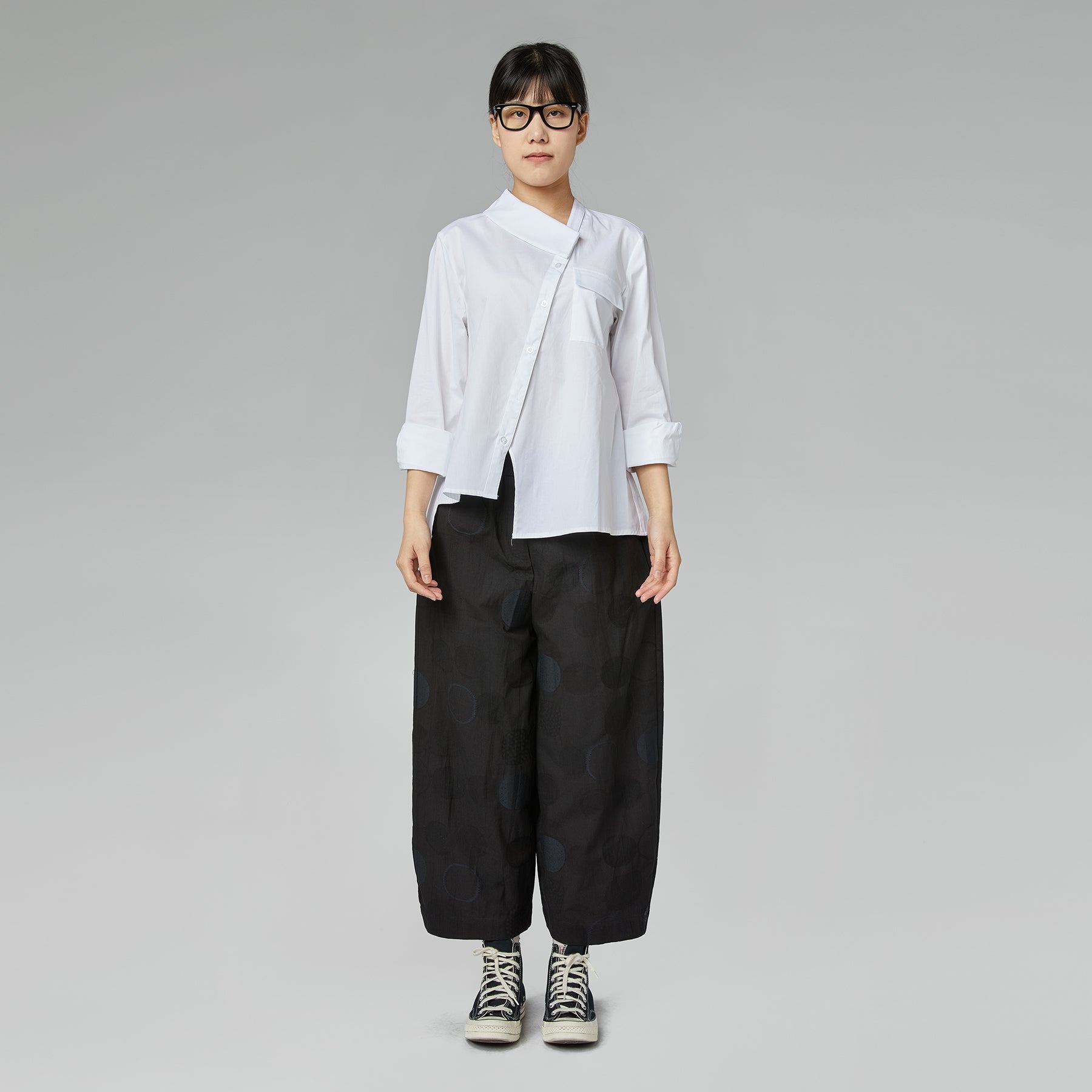 SHIRT WITH HALF COLLAR WHITE