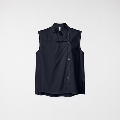 TOP CON PLIEGUES EN EL CUELLO AZUL