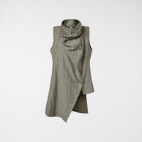ASYMMETRICAL VEST IN MELANGE MUD