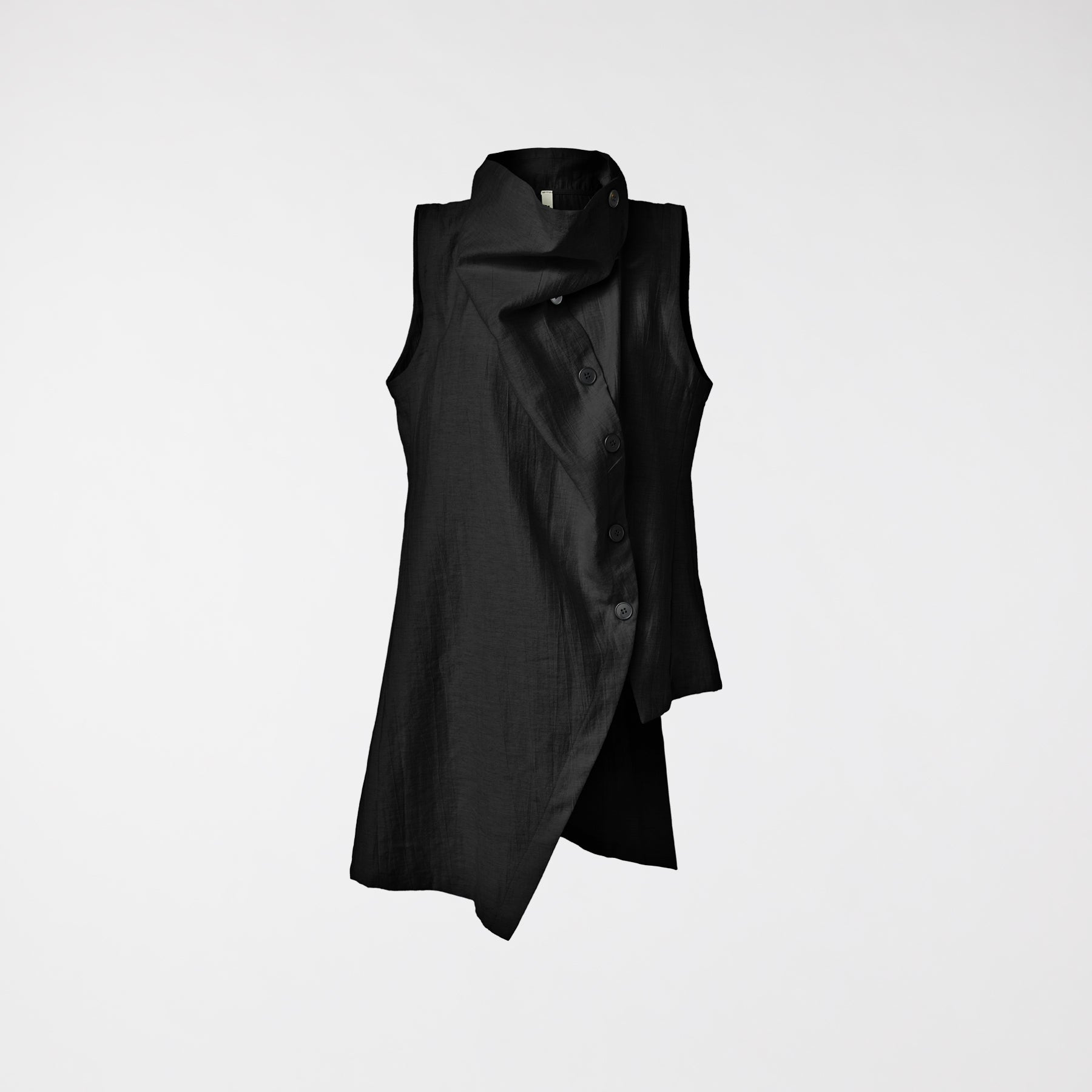 ASYMMETRICAL VEST IN MELANGE BLACK