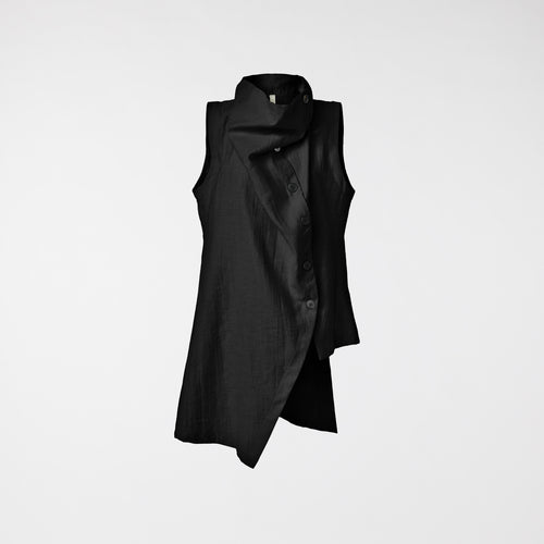 ASYMMETRICAL VEST IN MELANGE BLACK