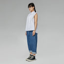 TOP CON PLIEGUES EN EL CUELLO CELESTE