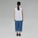 TOP CON PLIEGUES EN EL CUELLO CELESTE