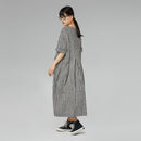 CHECKED DRESS WITH SMALL EMBROIDERY
