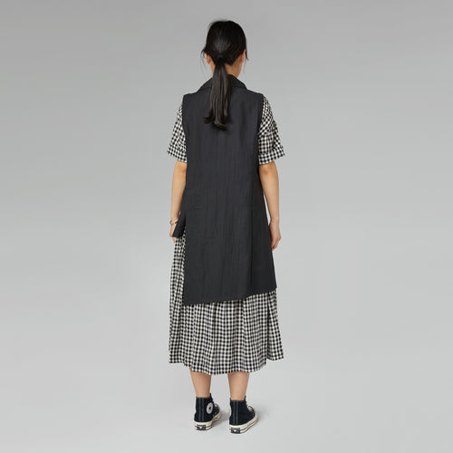 ASYMMETRICAL VEST IN MELANGE BLACK