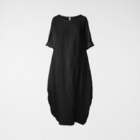 OVER FIT LINEN DRESS BLACK