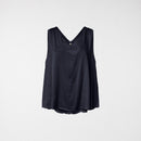 RAYON BLEND SATIN TOP WITH V-NECK BLUE