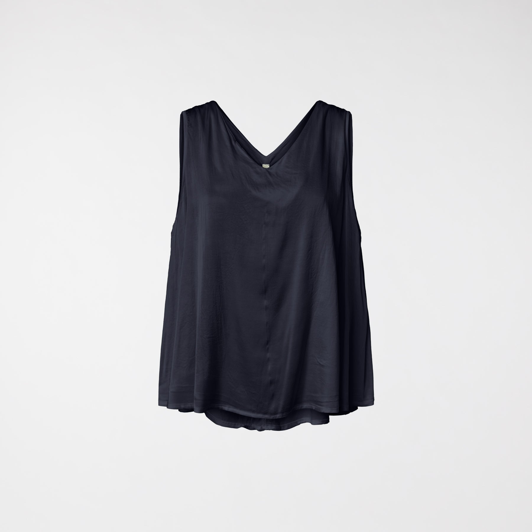 RAYON BLEND SATIN TOP WITH V-NECK BLUE