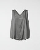 RAYON BLEND SATIN TOP WITH V-NECK GRAY