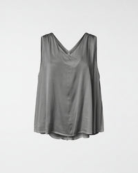 RAYON BLEND SATIN TOP WITH V-NECK GRAY