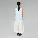 RAYON BLEND SATIN TOP WITH V-NECK BLUE