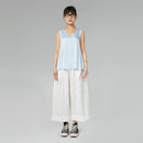 RAYON BLEND SATIN TOP WITH V-NECK BLUE