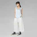 RAYON BLEND SATIN TOP WITH V-NECK BLUE