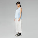 RAYON BLEND SATIN TOP WITH V-NECK BLUE