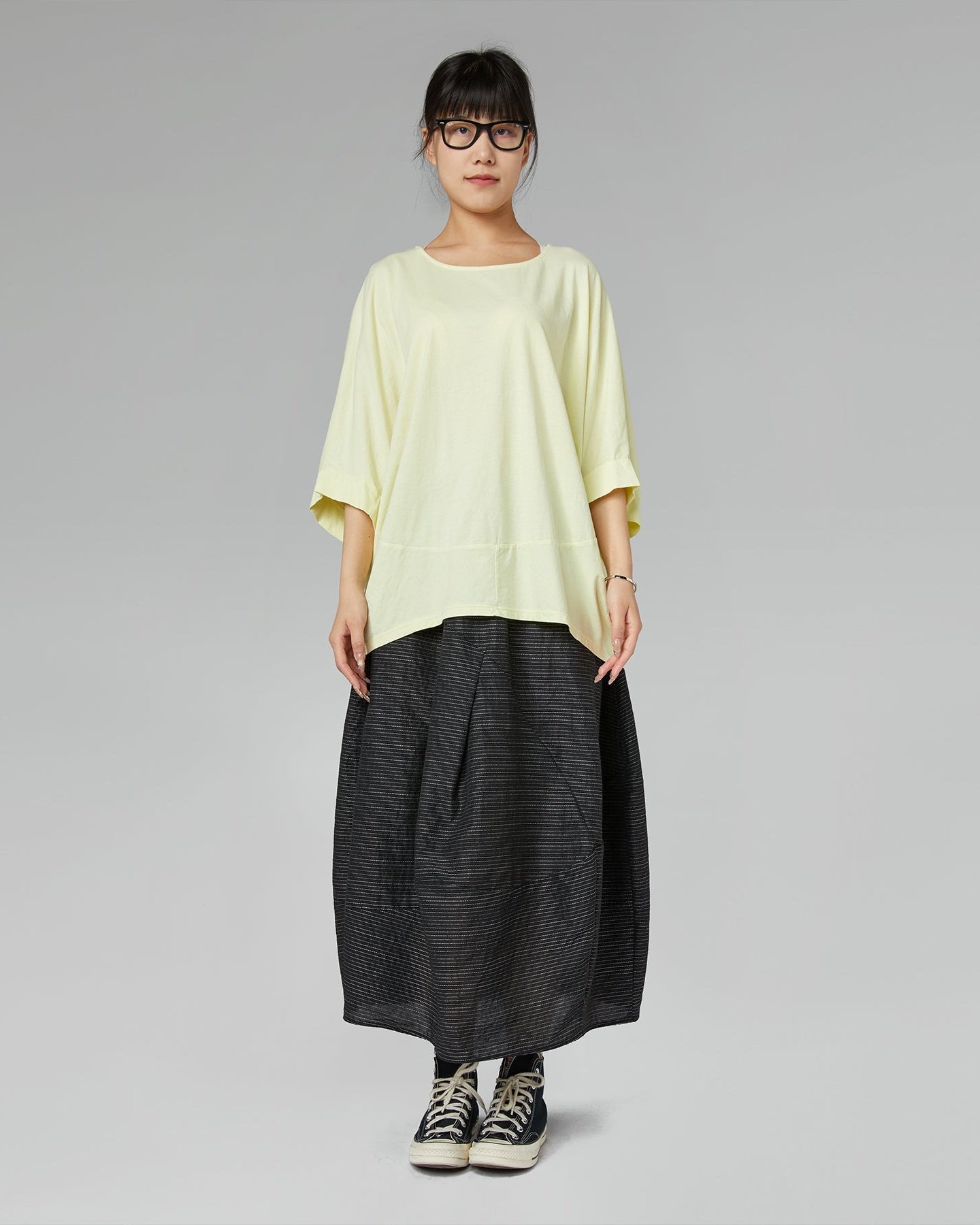 T-SHIRT CON MANICHE A PIPISTRELLO BIANCO