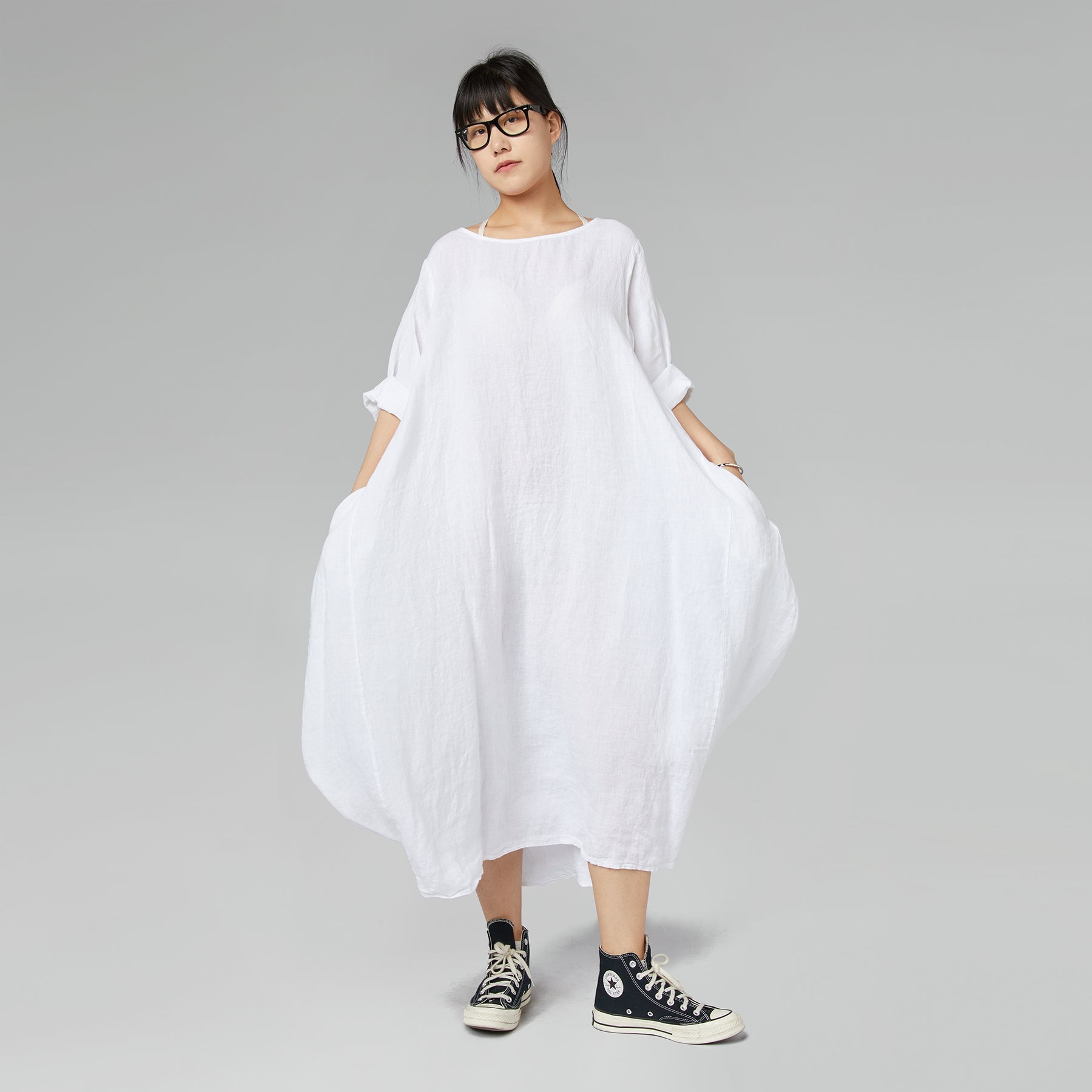 knee length dresses for ladies Linen Short-Sleeved High Collar Shirt for Men main image 1