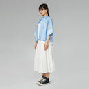 CROP FIT SEMI-SHEER SHIRT SKY BLUE