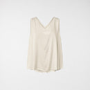 RAYON BLEND SATIN TOP WITH V-NECK BEIGE