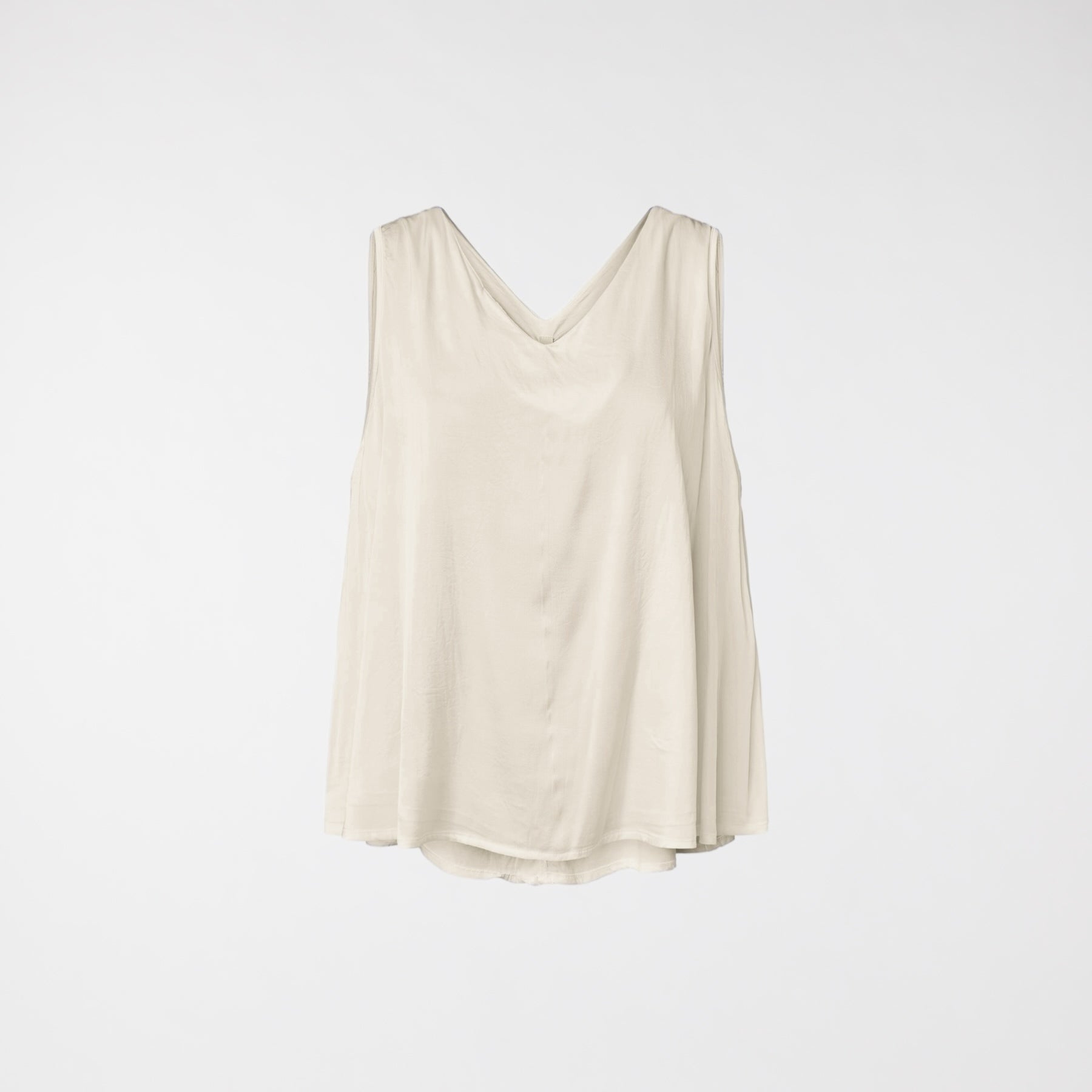 RAYON BLEND SATIN TOP WITH V-NECK BEIGE
