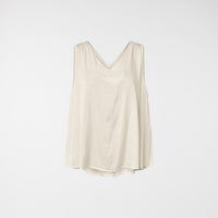 RAYON BLEND SATIN TOP WITH V-NECK BEIGE