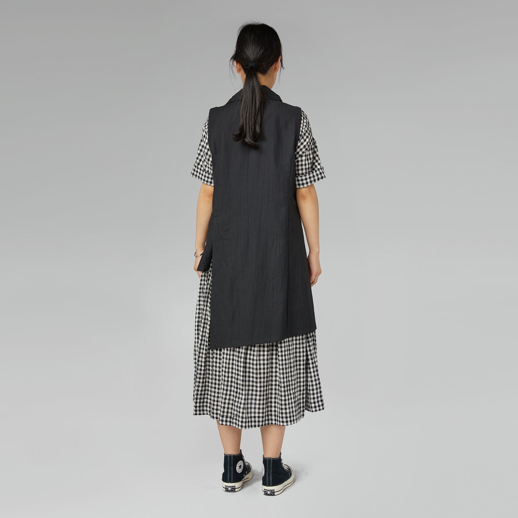 ASYMMETRICAL VEST IN MELANGE MUD