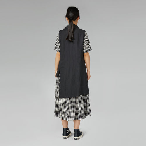ASYMMETRICAL VEST IN MELANGE MUD