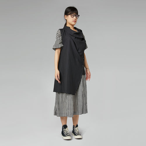 ASYMMETRICAL VEST IN MELANGE MUD