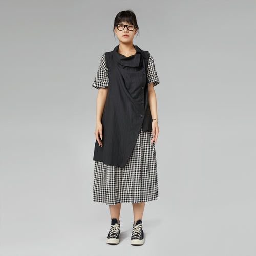 ASYMMETRICAL VEST IN MELANGE MUD