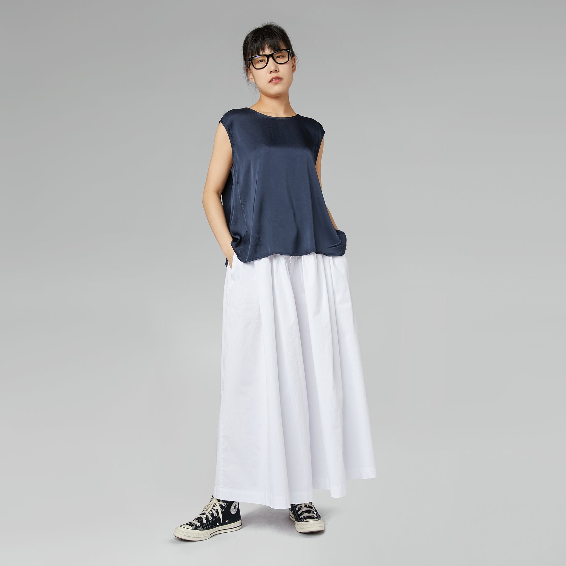 TOP IN RASO MISTO RAYON MARRONE