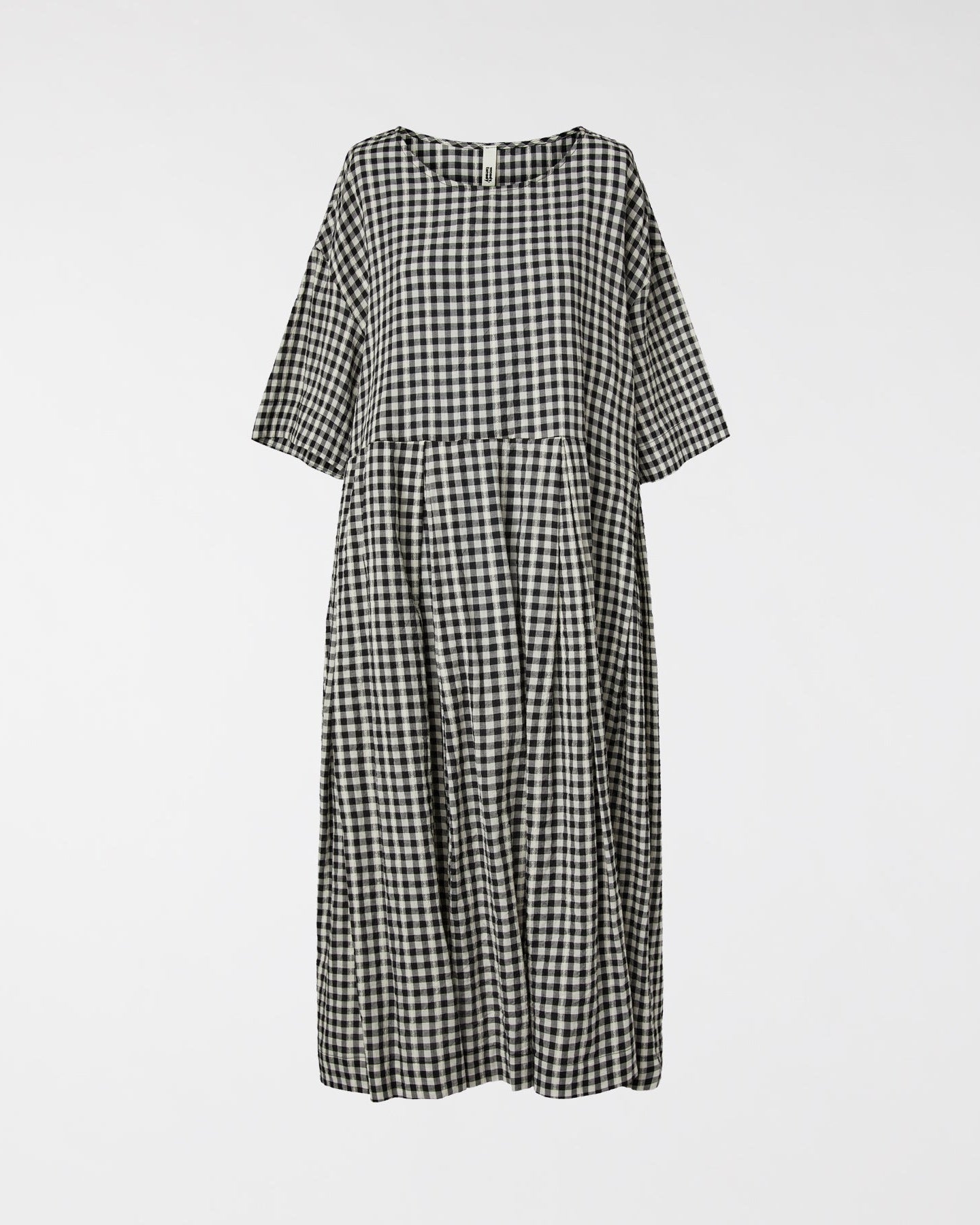 CHECKED DRESS WITH SMALL EMBROIDERY
