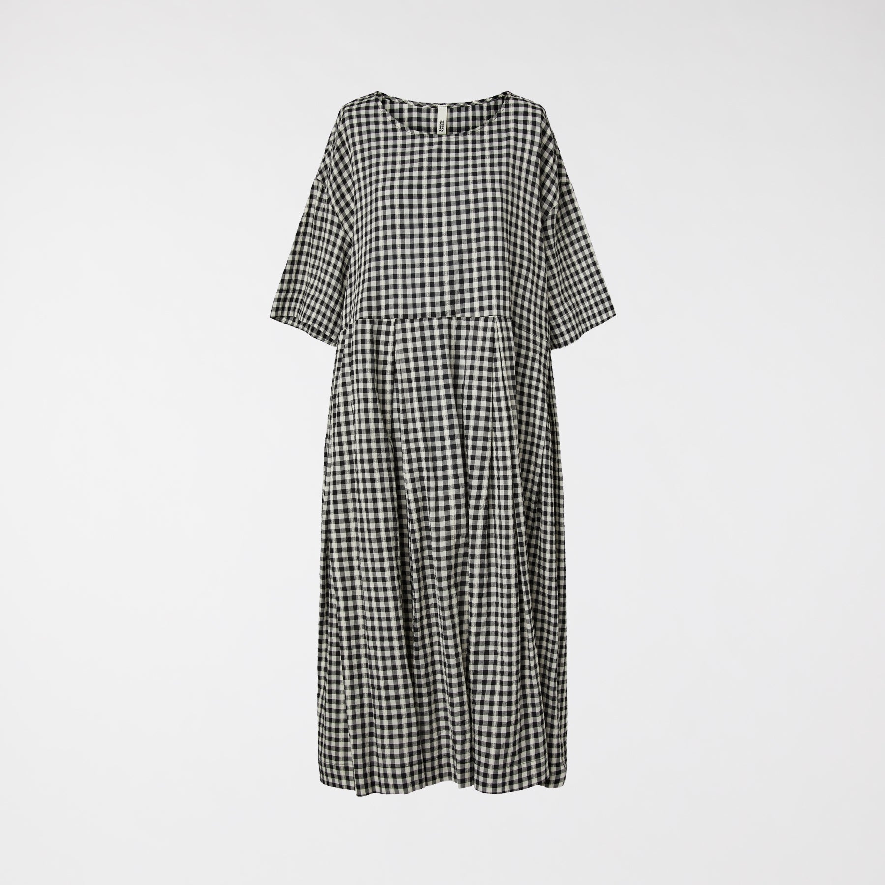 CHECKED DRESS WITH SMALL EMBROIDERY