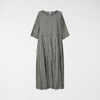 CHECKED DRESS WITH SMALL EMBROIDERY