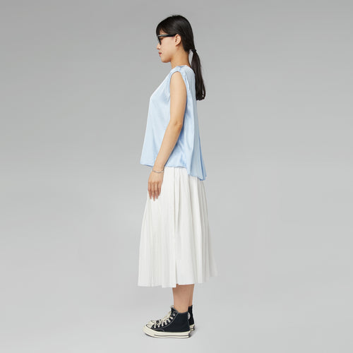 TOP CUELLO REDONDO DE SATÉN RAYÓN BLANCO